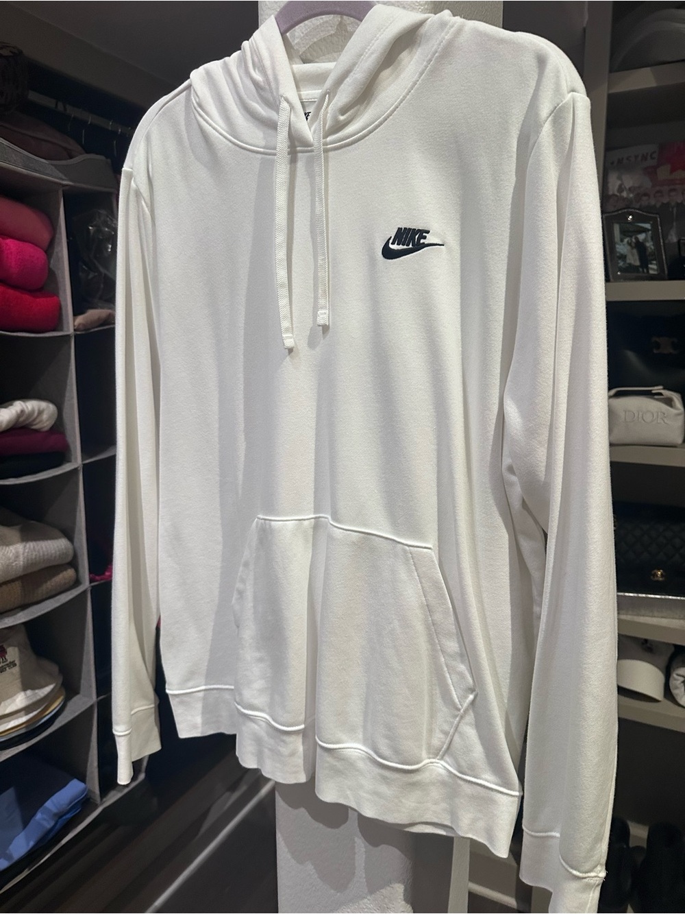 Nike White Hoodie with Black Swoosh Tag